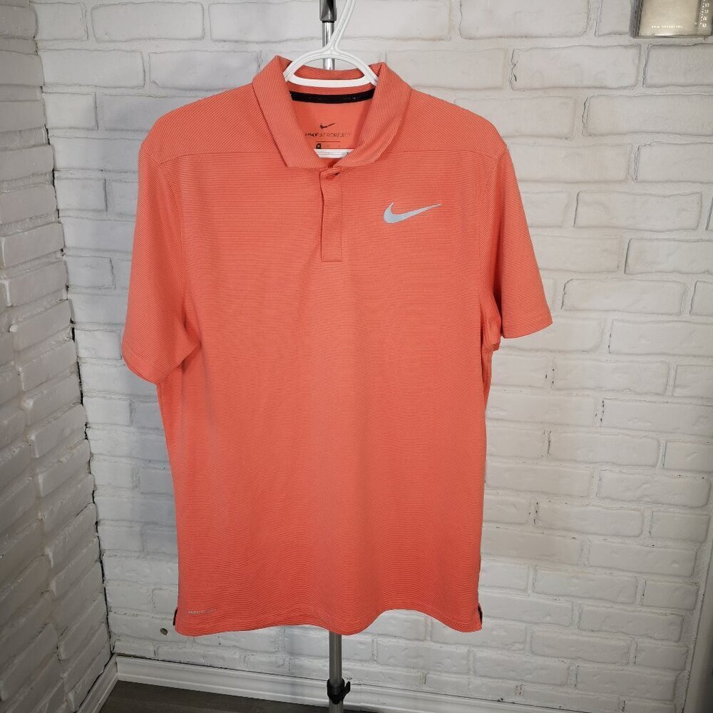 Nike Aeroreact Men's Size Medium Salmon Short Sleeves Polo Shirt